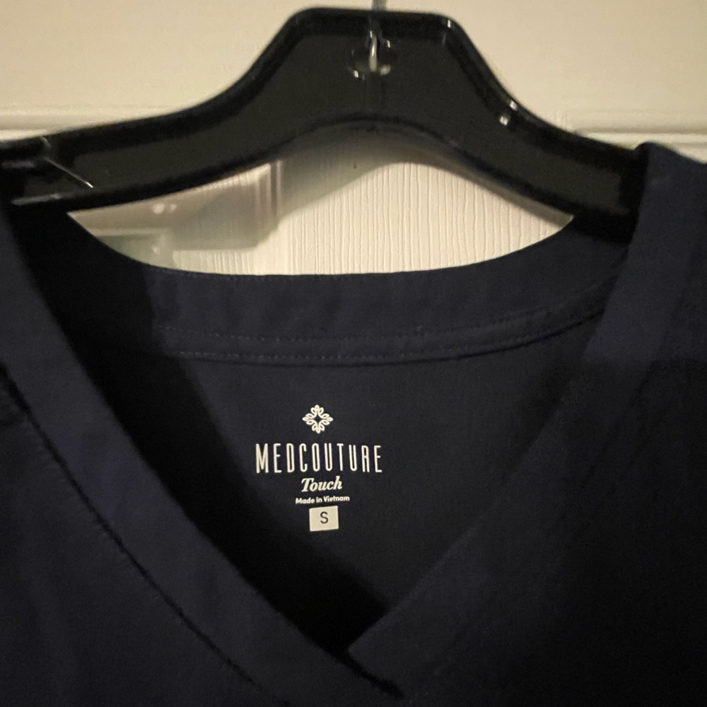 Med Couture Touch Navy V-Neck Scrub Top and Jogger bottom-2 pairs